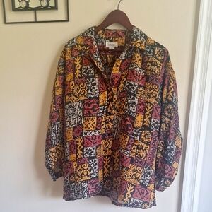 Bogari Vintage 90s 100% Silk Button-Up Shirt Size M